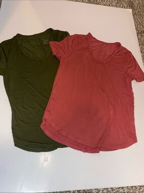a new day Olive and Rust Scoop Neck Short Sleeve Tees - Set of 2